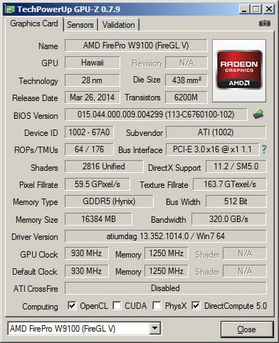 2 AMD FirePro W9100 gpu